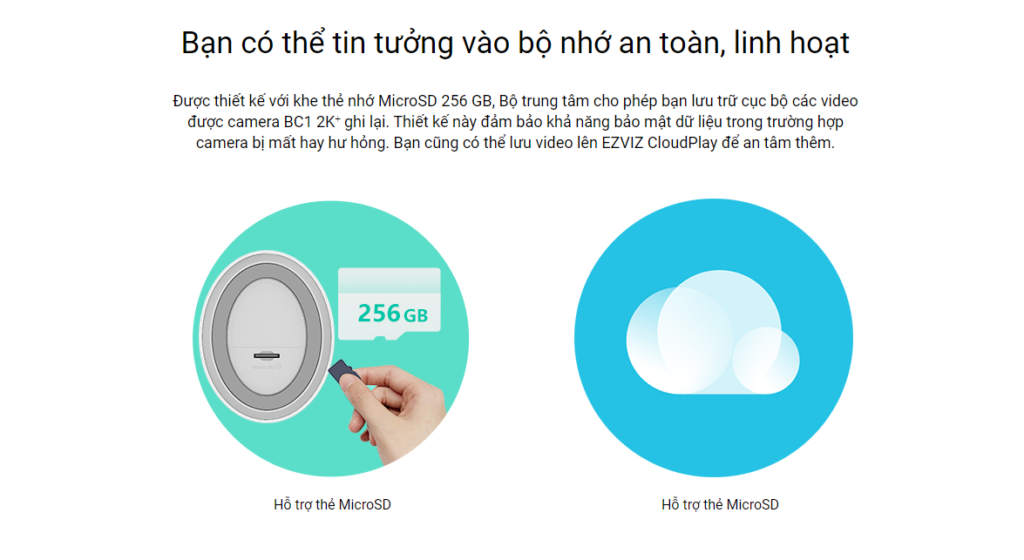 lưu trữ linh hoạt trên thẻ nhớ và cluod