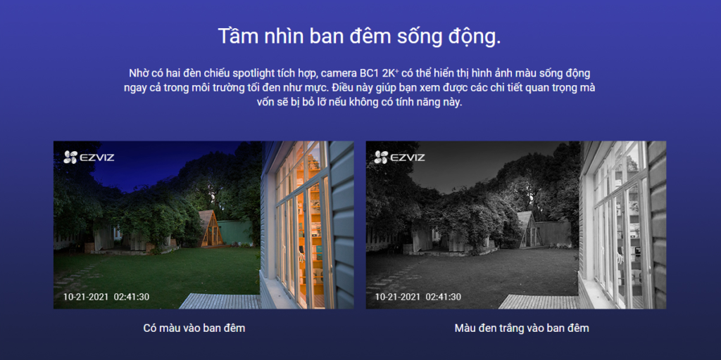 hình ảnh sắc nét ngay cả vào ban đêm