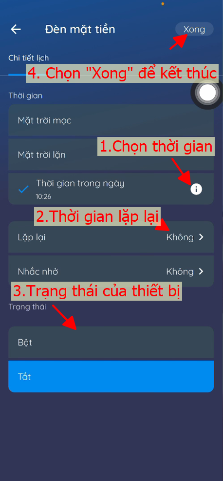 chọn cài đặt thời gian