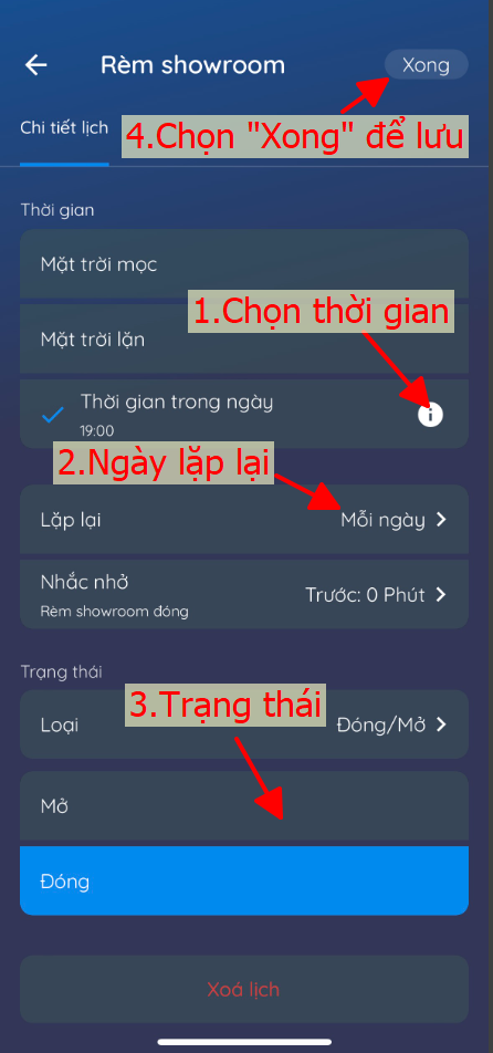 chọn cài đặt thời gian