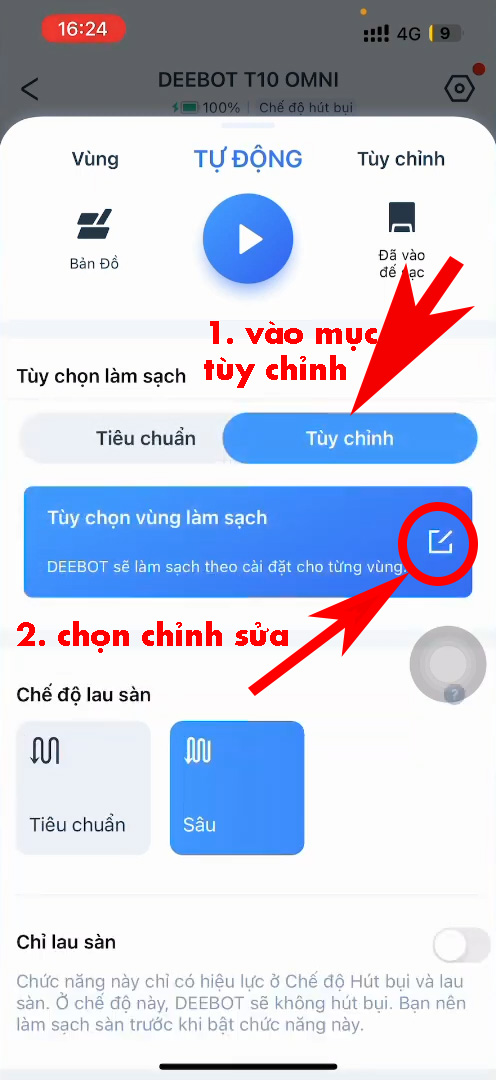 ung dung ecovacs home - don dep theo vung