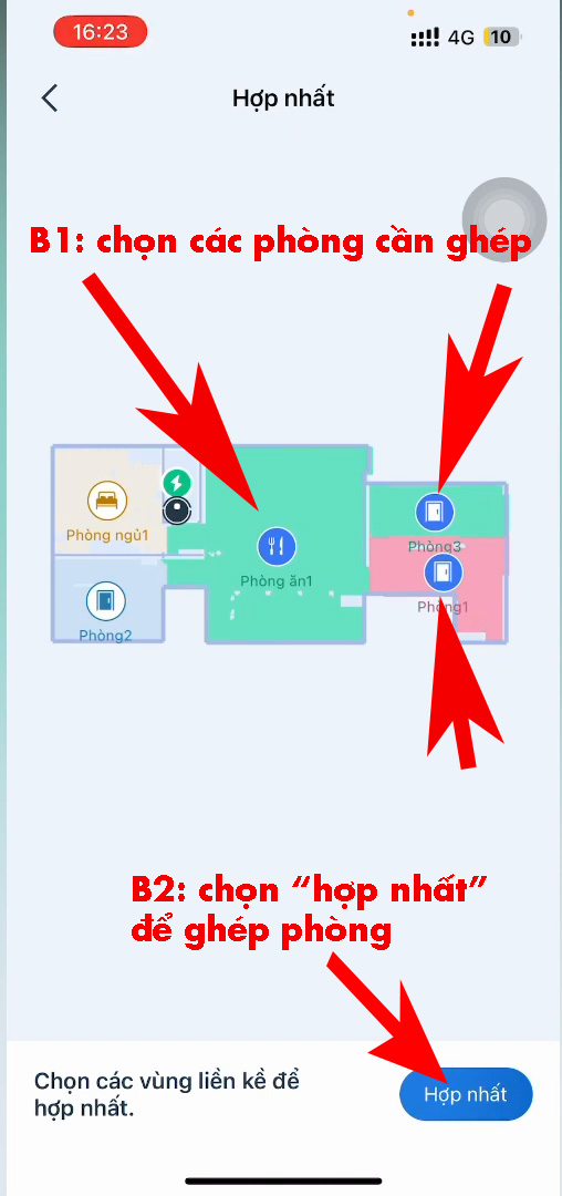 huong dan su dung ung dung ecovacs home - ghep phong