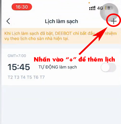 cai dat lich lam sach cho robot tren ung dung Ecovacs Home 1