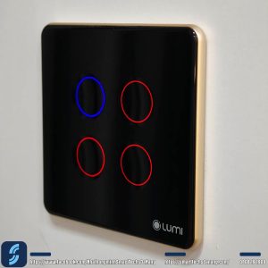 Công tắc cảm ứng thông minh kính lõm Luto viền Champagne 4 nút