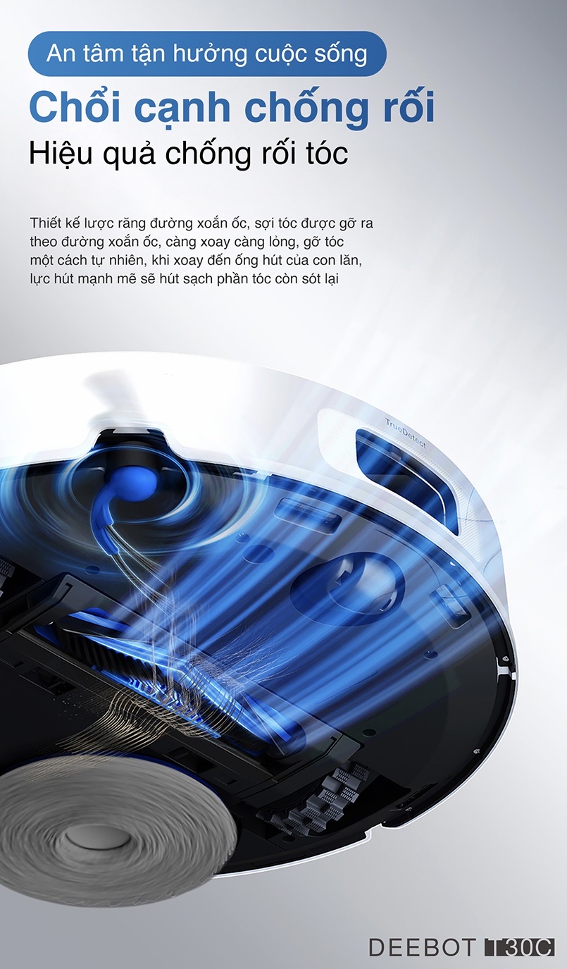 Ecovacs Deebot T30C sở hữu công nghệ ZeroTangle 3.0 tiên tiến