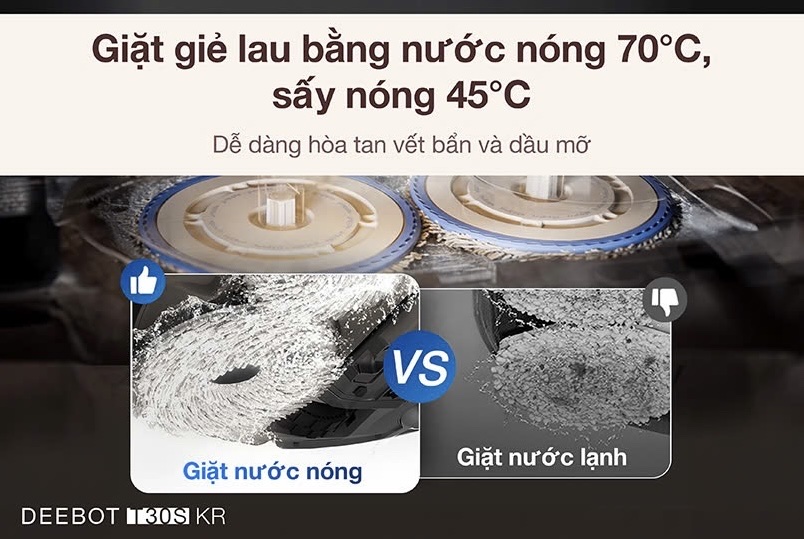 Công nghệ giặt giẻ bằng nước lau nhà nóng 70°C 