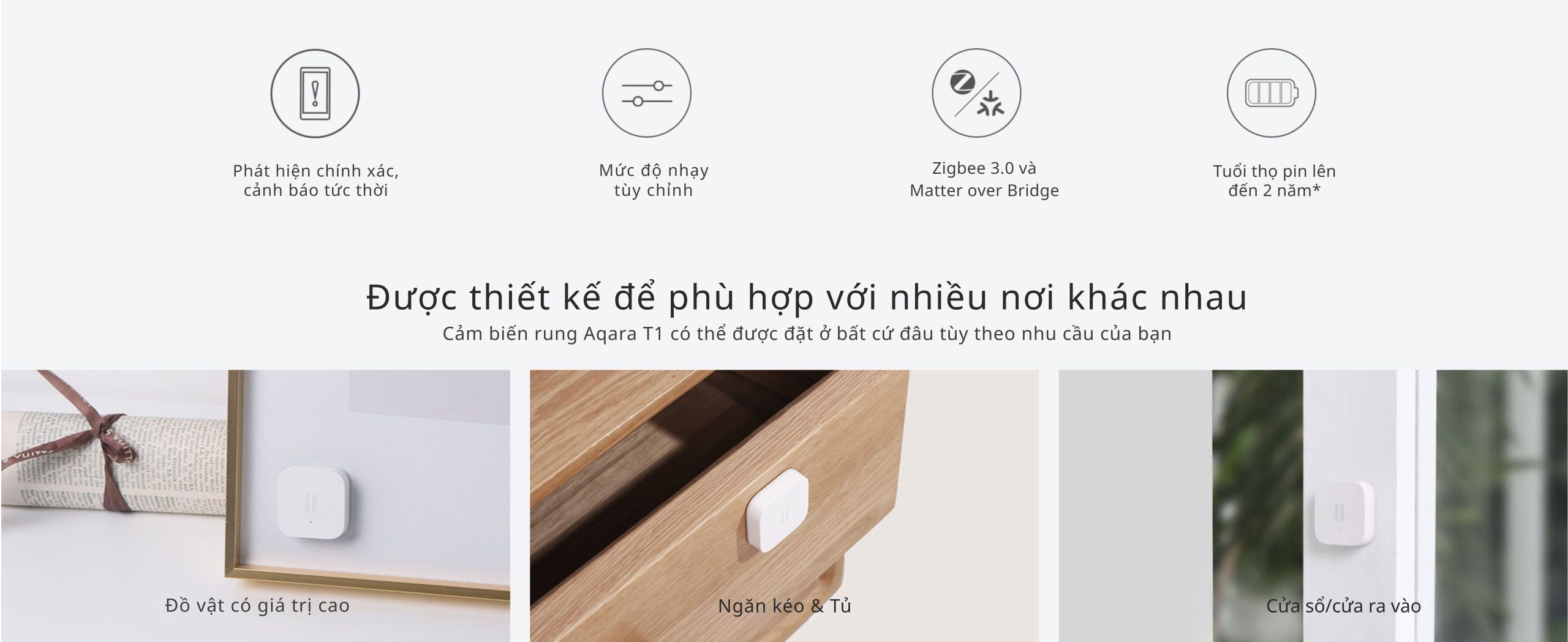 Cảm biến rung Aqara T1 có thiết kế nhỏ gọn