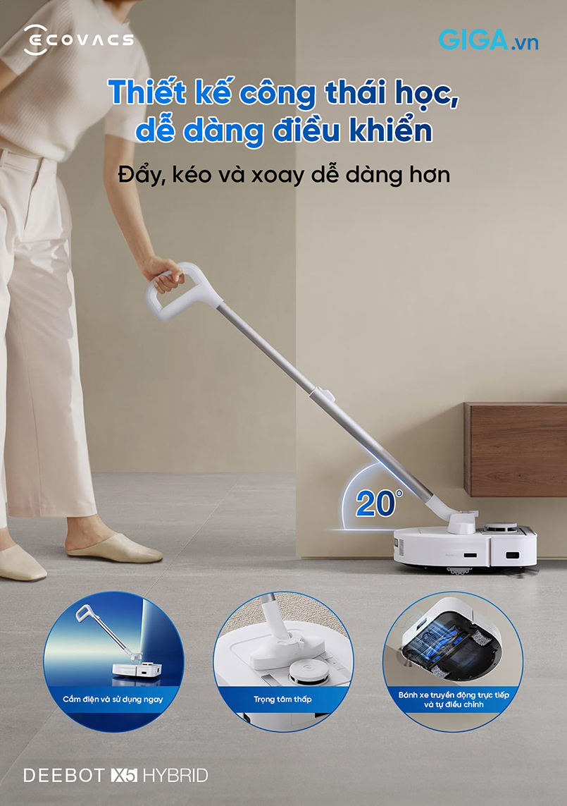 Tay cầm FlexiControl và thiết kế công thái học, điều khiển Deebot X5 Hybrid dễ dàng đến bất ngờ