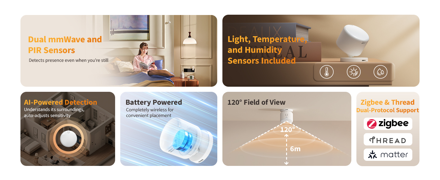 Không chỉ đơn thuần là cảm biến hiện diện, Aqara FP300 còn được tích hợp thêm các cảm biến môi trường, giúp tạo ra các ngữ cảnh tự động hóa phức tạp và hiệu quả hơn