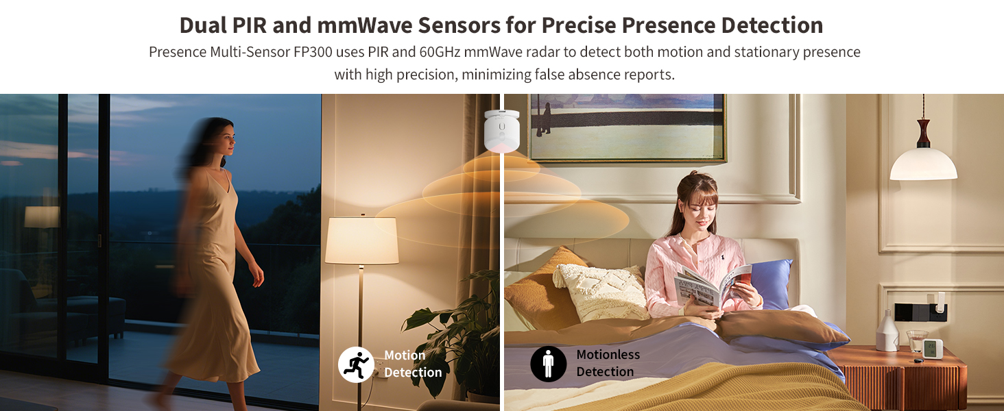 FP300 có khả năng phân biệt chính xác con người với các vật thể khác như thú cưng, robot hút bụi,… và giảm thiểu tình trạng báo sai.