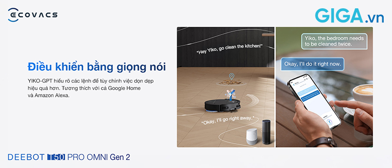 Trợ lý ảo YIKO-GPT hiểu rõ các lệnh để tùy chỉnh việc dọn dẹp hiệu quả hơn.