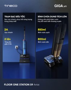 Máy hút bụi lau sàn khô ướt Tineco Floor One Station S9 Artist