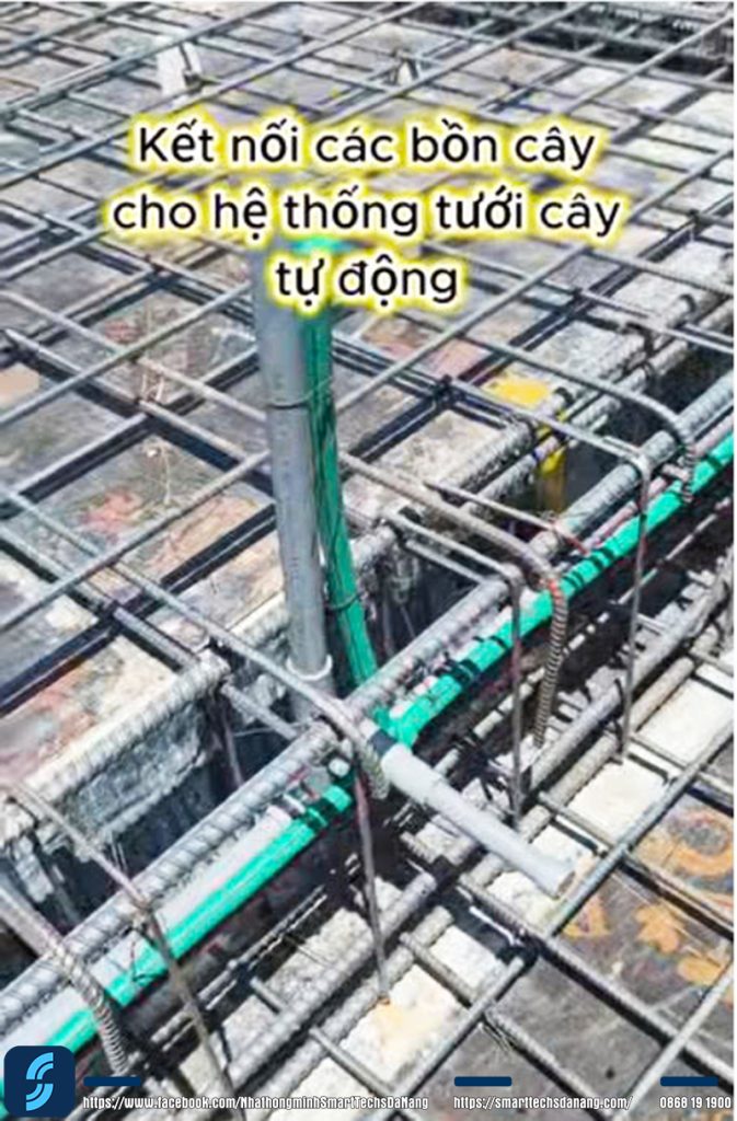Giải pháp đặt ống chờ kết nối các bồn cây cho hệ thống tưới tự động